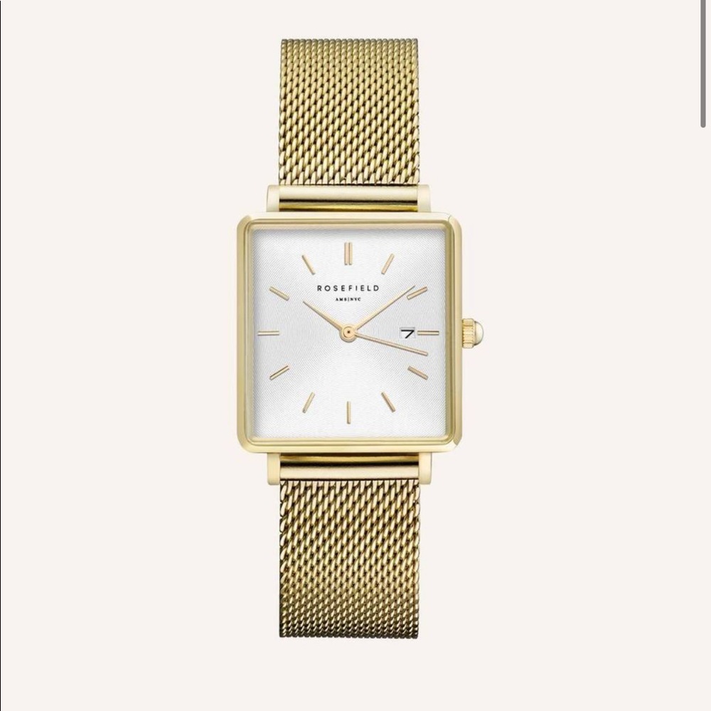 Rosefield The Boxy 33mm Gold Watch